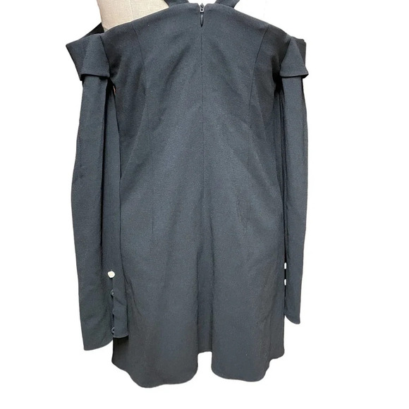Tibi Black Cold-Shoulder Square Neck Dress Size US 2 - Picture 8 of 13